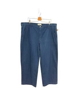 Abercrombie Mid Rise Trouser Jeans Wide Leg Dark Wash Denim‎ Women's 34/18S NWT